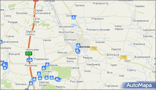 mapa Słomniki, Słomniki na mapie Targeo