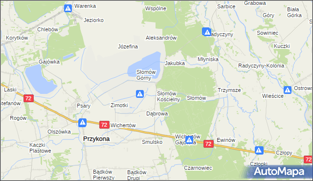 mapa Słomów Kościelny, Słomów Kościelny na mapie Targeo