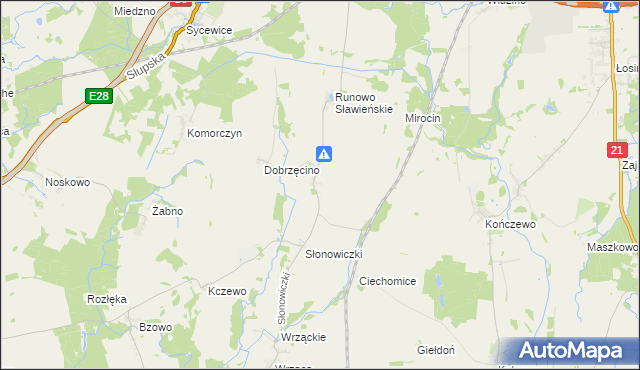 mapa Słonowice gmina Kobylnica, Słonowice gmina Kobylnica na mapie Targeo