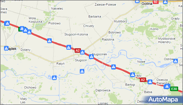 mapa Sługocinek, Sługocinek na mapie Targeo