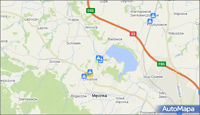 mapa Słup gmina Męcinka, Słup gmina Męcinka na mapie Targeo