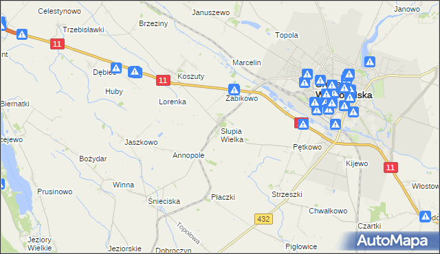 mapa Słupia Wielka, Słupia Wielka na mapie Targeo