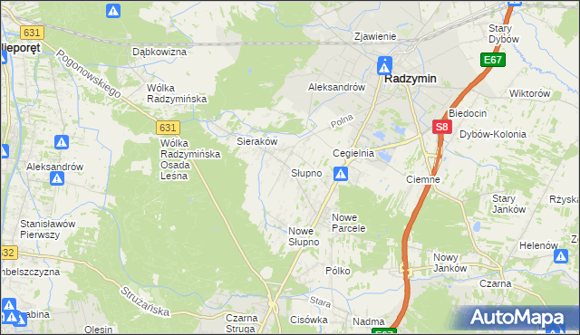 mapa Słupno gmina Radzymin, Słupno gmina Radzymin na mapie Targeo