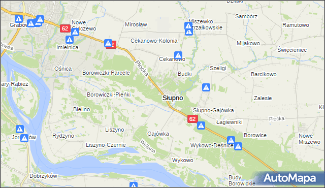 mapa Słupno powiat płocki, Słupno powiat płocki na mapie Targeo