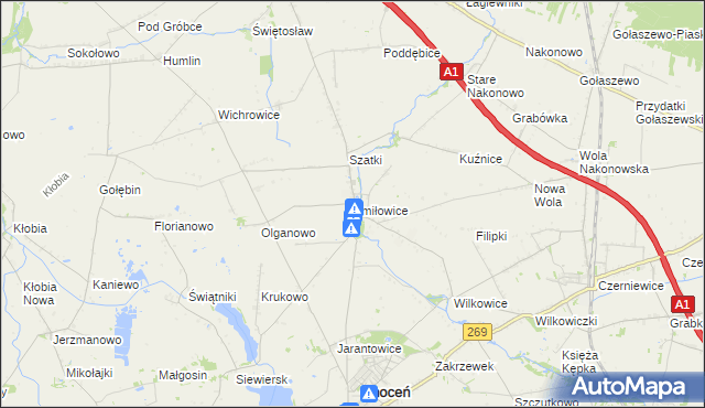 mapa Śmiłowice gmina Choceń, Śmiłowice gmina Choceń na mapie Targeo