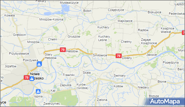 mapa Śmiłowice gmina Nowe Brzesko, Śmiłowice gmina Nowe Brzesko na mapie Targeo