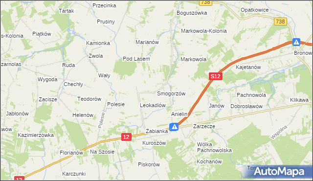 mapa Smogorzów gmina Puławy, Smogorzów gmina Puławy na mapie Targeo