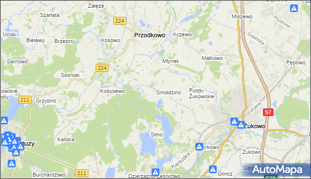 mapa Smołdzino gmina Przodkowo, Smołdzino gmina Przodkowo na mapie Targeo