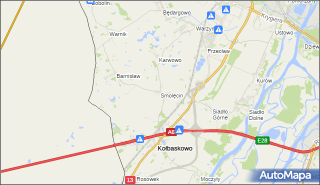 mapa Smolęcin gmina Kołbaskowo, Smolęcin gmina Kołbaskowo na mapie Targeo