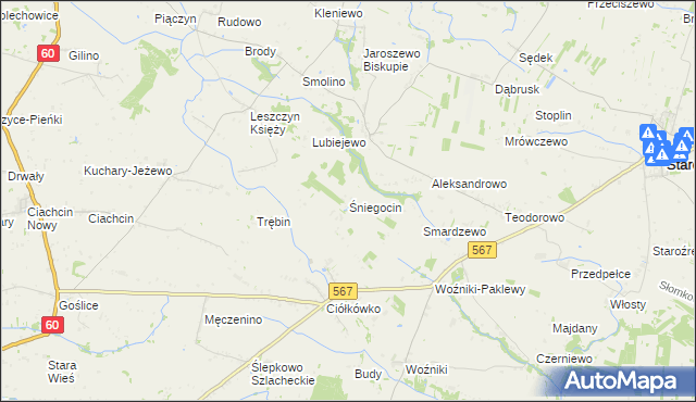mapa Śniegocin, Śniegocin na mapie Targeo