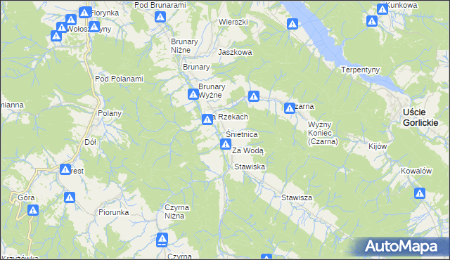 mapa Śnietnica, Śnietnica na mapie Targeo