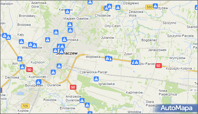 mapa Sochaczew-Wieś, Sochaczew-Wieś na mapie Targeo