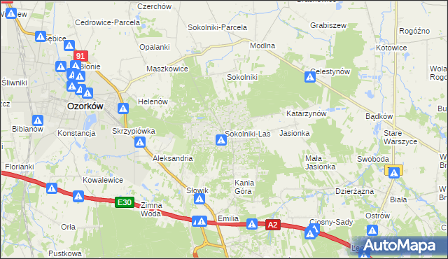 mapa Sokolniki-Las, Sokolniki-Las na mapie Targeo