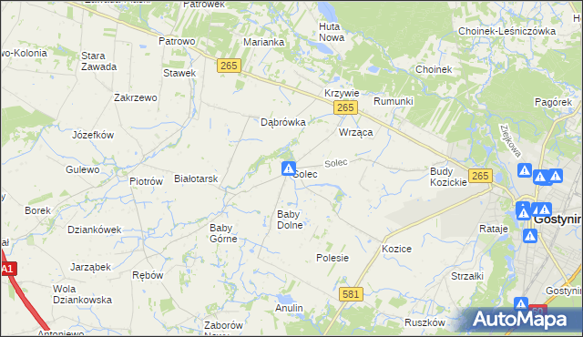 mapa Solec gmina Gostynin, Solec gmina Gostynin na mapie Targeo