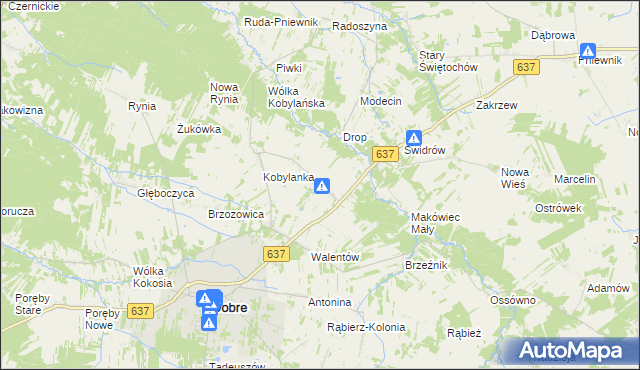 mapa Sołki gmina Dobre, Sołki gmina Dobre na mapie Targeo