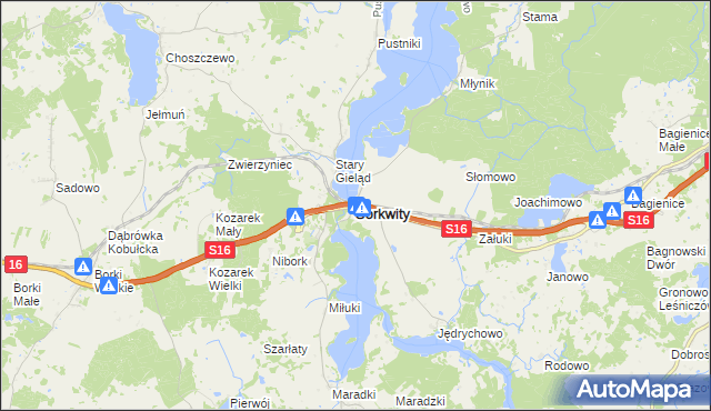mapa Sorkwity, Sorkwity na mapie Targeo