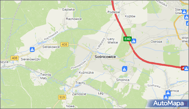 mapa Sośnicowice, Sośnicowice na mapie Targeo