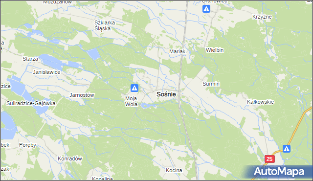 mapa Sośnie powiat ostrowski, Sośnie powiat ostrowski na mapie Targeo