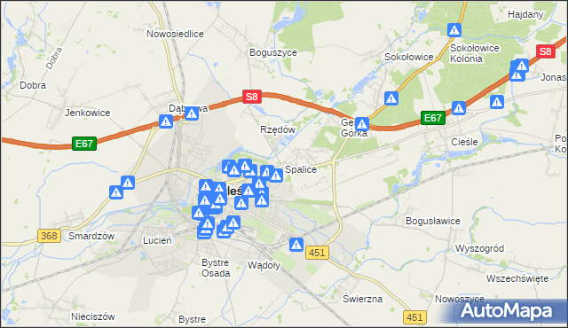 mapa Spalice, Spalice na mapie Targeo