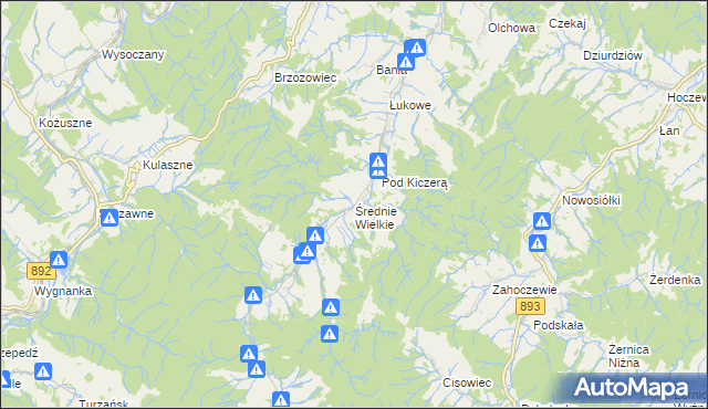 mapa Średnie Wielkie, Średnie Wielkie na mapie Targeo