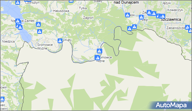 mapa Sromowce Niżne, Sromowce Niżne na mapie Targeo