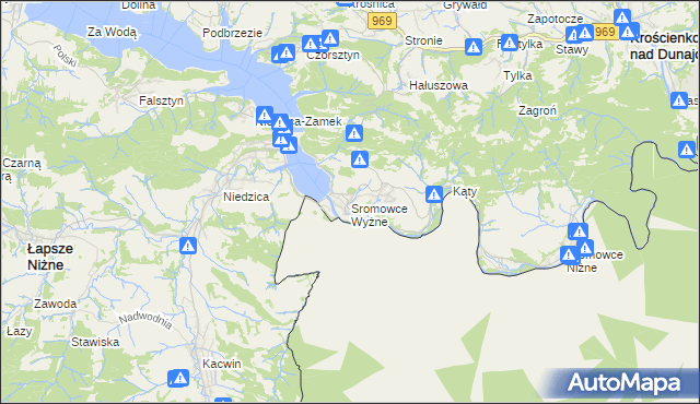 mapa Sromowce Wyżne, Sromowce Wyżne na mapie Targeo