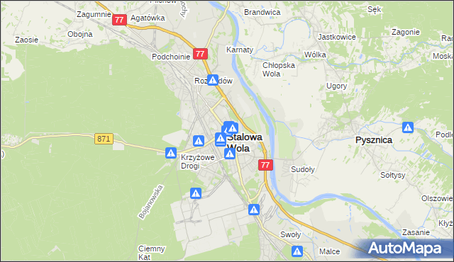 mapa Stalowa Wola, Stalowa Wola na mapie Targeo