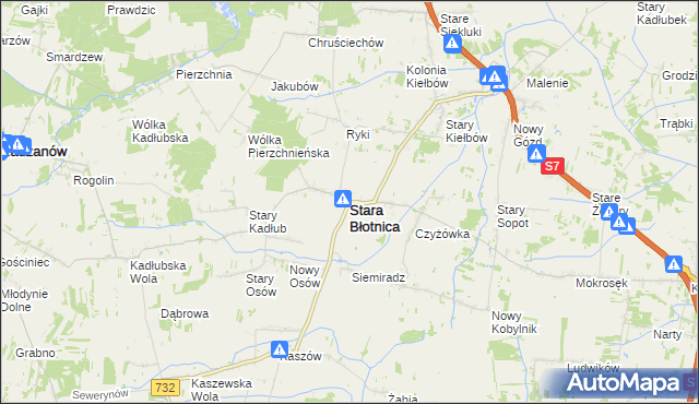 mapa Stara Błotnica, Stara Błotnica na mapie Targeo