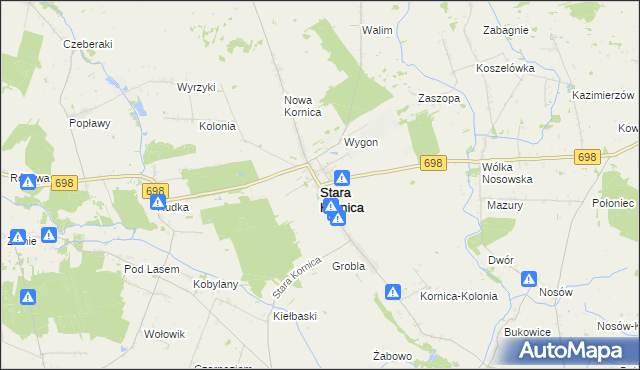 mapa Stara Kornica, Stara Kornica na mapie Targeo