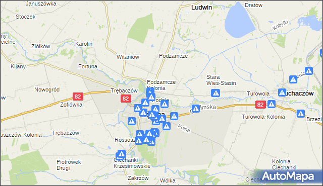mapa Stara Wieś gmina Łęczna, Stara Wieś gmina Łęczna na mapie Targeo