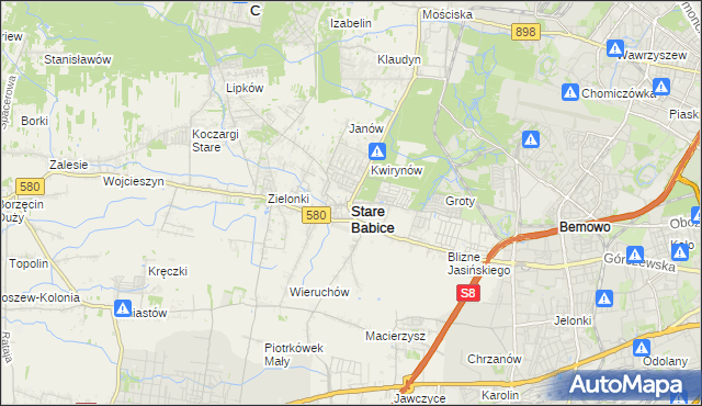 mapa Stare Babice, Stare Babice na mapie Targeo