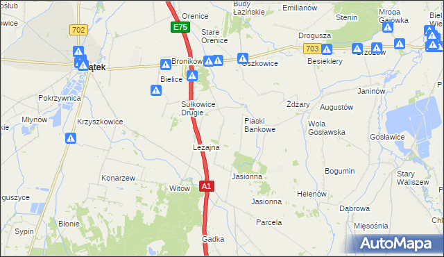 mapa Stare Piaski gmina Bielawy, Stare Piaski gmina Bielawy na mapie Targeo