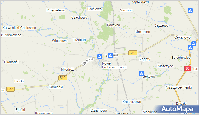 mapa Stare Proboszczewice, Stare Proboszczewice na mapie Targeo