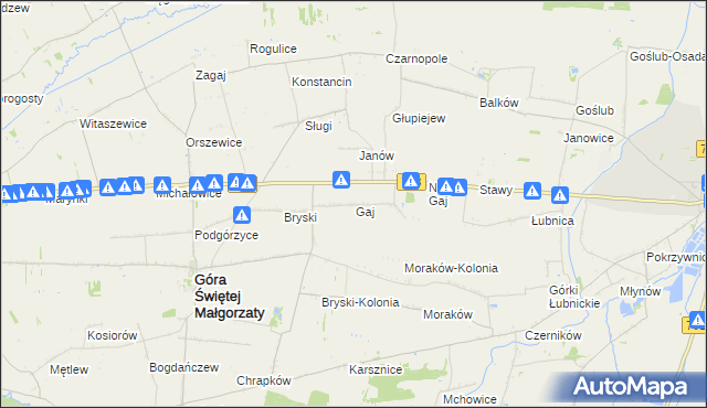 mapa Stary Gaj gmina Góra Świętej Małgorzaty, Stary Gaj gmina Góra Świętej Małgorzaty na mapie Targeo