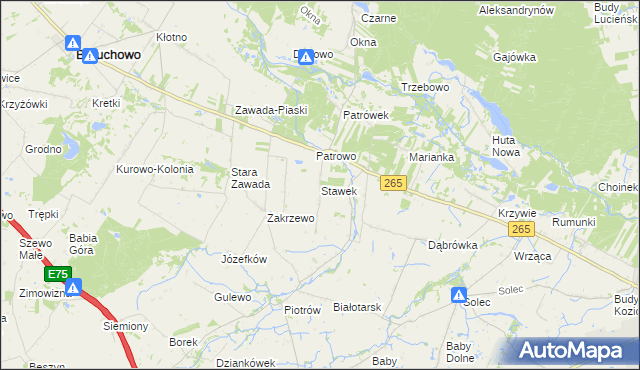 mapa Stawek gmina Baruchowo, Stawek gmina Baruchowo na mapie Targeo
