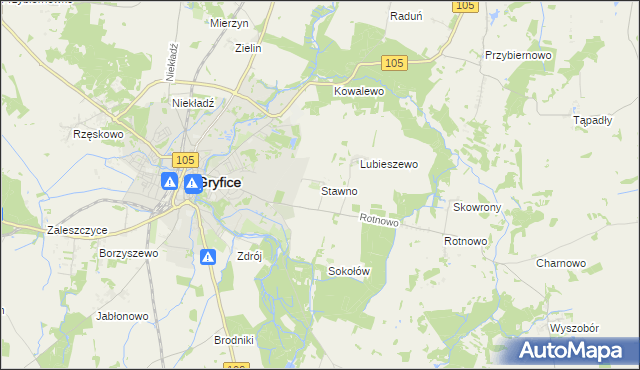 mapa Stawno gmina Gryfice, Stawno gmina Gryfice na mapie Targeo