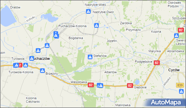 mapa Stefanów gmina Cyców, Stefanów gmina Cyców na mapie Targeo