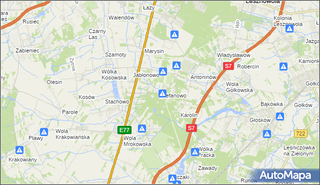 mapa Stefanowo gmina Lesznowola, Stefanowo gmina Lesznowola na mapie Targeo