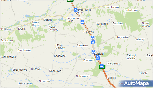 mapa Stróżewo gmina Załuski, Stróżewo gmina Załuski na mapie Targeo