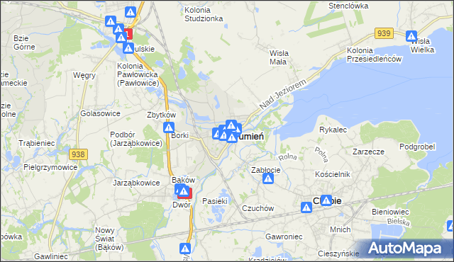 mapa Strumień powiat cieszyński, Strumień powiat cieszyński na mapie Targeo