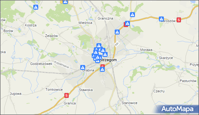 mapa Strzegom powiat świdnicki, Strzegom powiat świdnicki na mapie Targeo