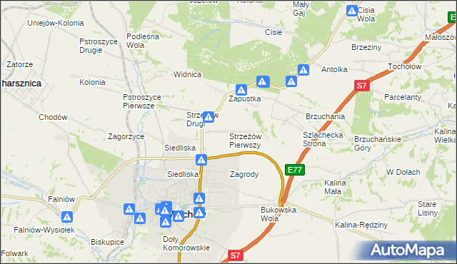 mapa Strzeżów Pierwszy, Strzeżów Pierwszy na mapie Targeo