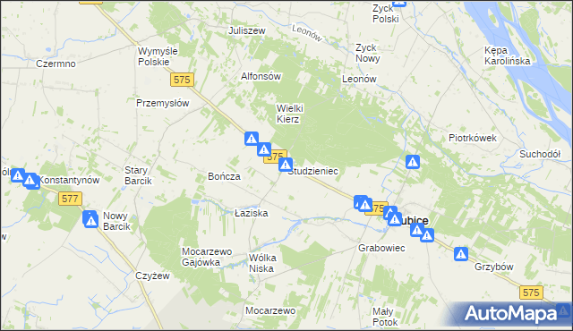 mapa Studzieniec gmina Słubice, Studzieniec gmina Słubice na mapie Targeo