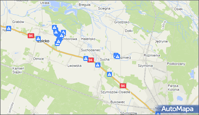 mapa Sucha gmina Strzelce Opolskie, Sucha gmina Strzelce Opolskie na mapie Targeo