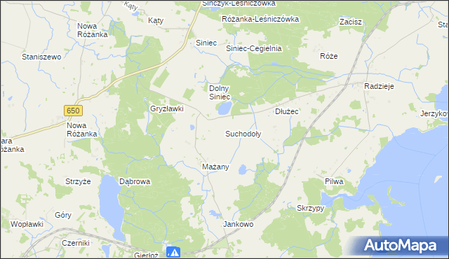 mapa Suchodoły gmina Kętrzyn, Suchodoły gmina Kętrzyn na mapie Targeo