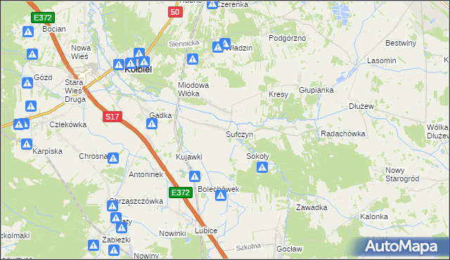 mapa Sufczyn gmina Kołbiel, Sufczyn gmina Kołbiel na mapie Targeo