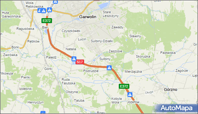 mapa Sulbiny, Sulbiny na mapie Targeo
