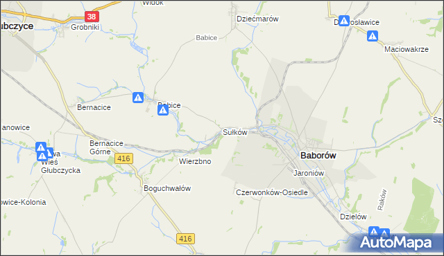 mapa Sułków gmina Baborów, Sułków gmina Baborów na mapie Targeo