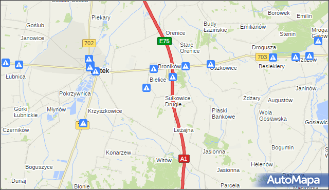 mapa Sułkowice Drugie, Sułkowice Drugie na mapie Targeo