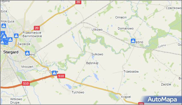mapa Sułkowo gmina Stargard, Sułkowo gmina Stargard na mapie Targeo